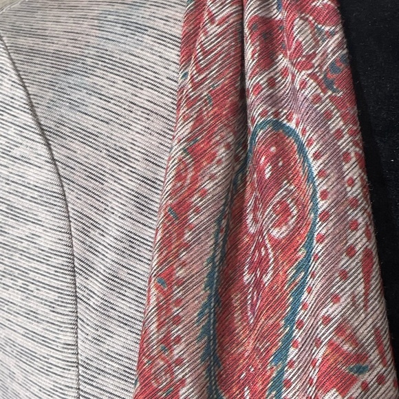 ONE WORLD BEIGE LIGHTWEIGHT CARDIGAN WITH FLORAL PRINT TRIM SZ LG EUC - Picture 10 of 12